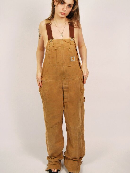 Carhartt Pants - Y2K Carhartt Overalls (XXL) tan vintage mens pant cargo utility double knee cool
